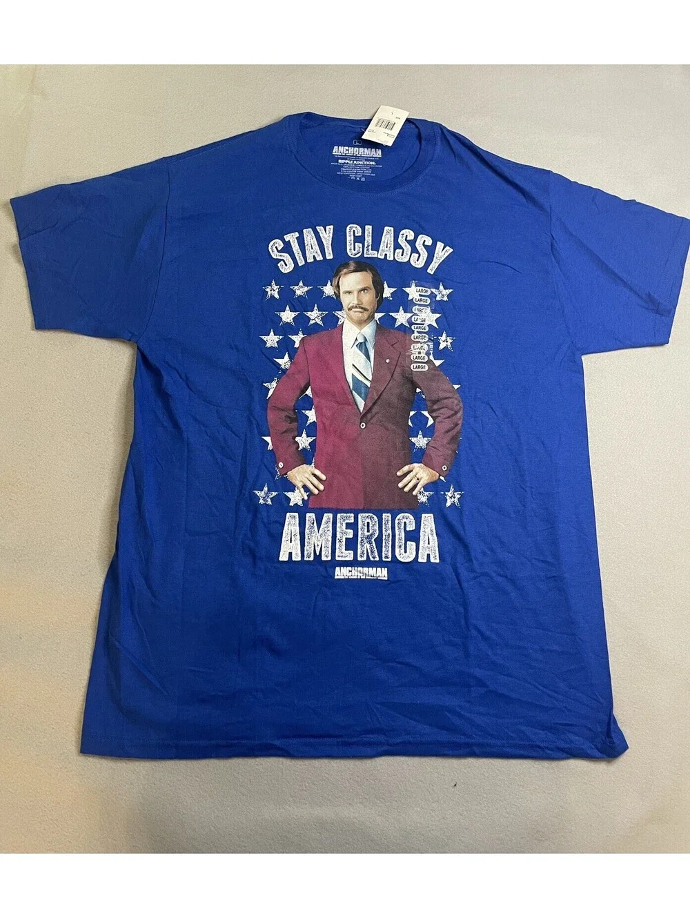 ANCHORMAN The Legend of Ron Burgundy Men Medium STAY CLASSY AMERICA T-Shirt NEW